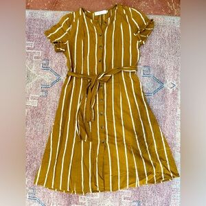 Medium Nectar clothing Aline button up midi dress mustard/rust 100%cotton